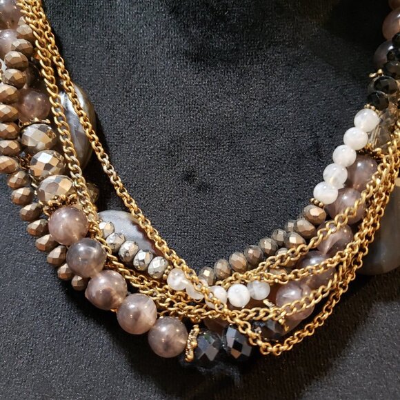 Womens Fashion Multicolor Beads Multi Strand Collar Necklace with Lobster Clasp - Picture 5 of 6